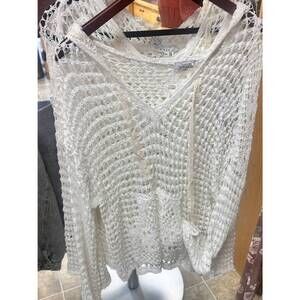 NEW MIRACLE MILES women's long sleeves textured hoodie in white